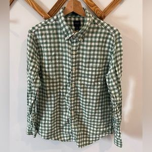 J. Crew - Slim Fit Shirt - Button Down Collar - Large - Green & White Checker